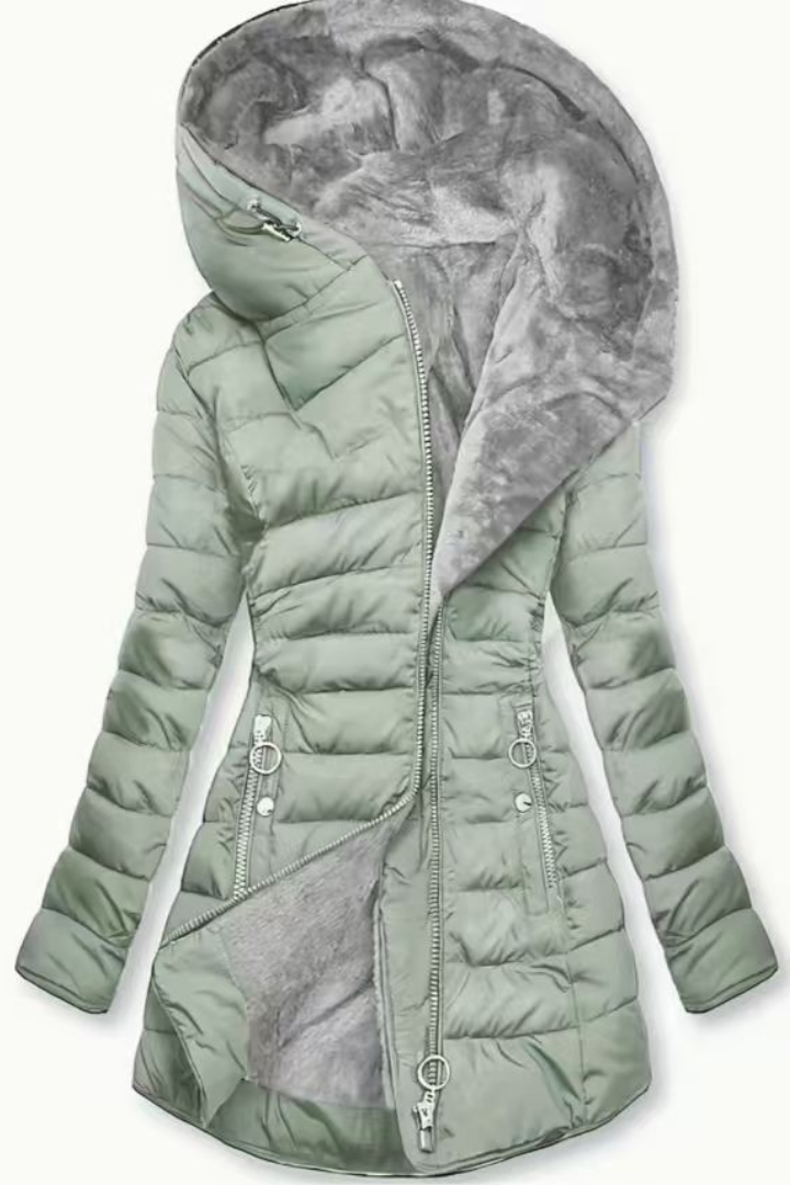Lily | Hooded Padded Winter Coat for Women – Warm & Elegant Long Jacket